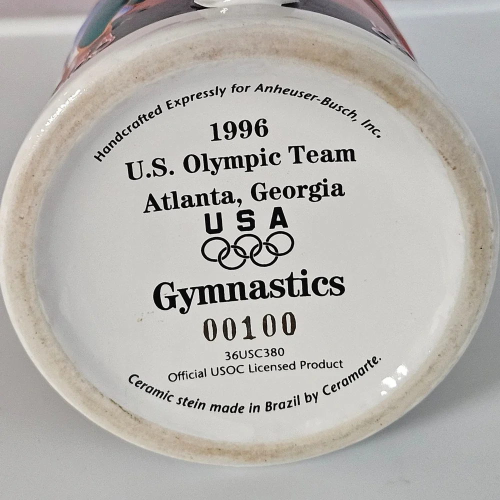 Anheuser-Busch Vintage 1996 Atlanta Olympic Gymnastics Stein Multicolor Lidded